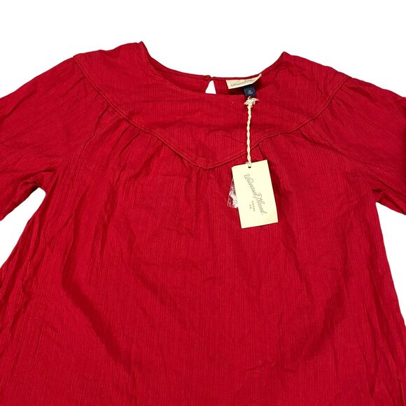 Universal Thread Women's Size XS Long Sleeve Blouse Top Red Peasant Prairie NWT - Picture 12 of 15